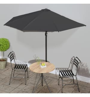Balkon-Sonnenschirm mit Alu-Mast Anthrazit 300x155 cm Halbrund