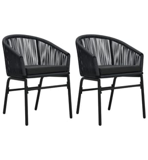 Chaises de jardin lot de 2 Noir Rotin PE