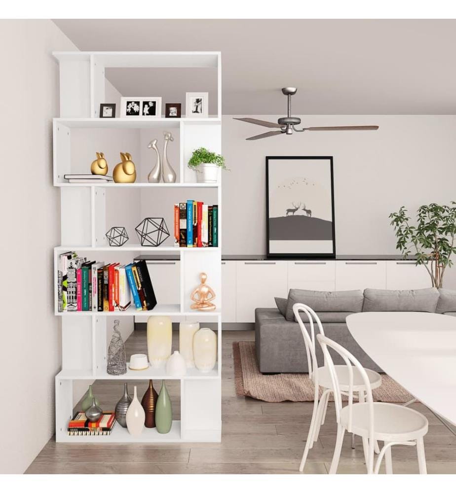 Bücherregal/Raumteiler Weiss 80x24x192 cm Holzwerkstoff