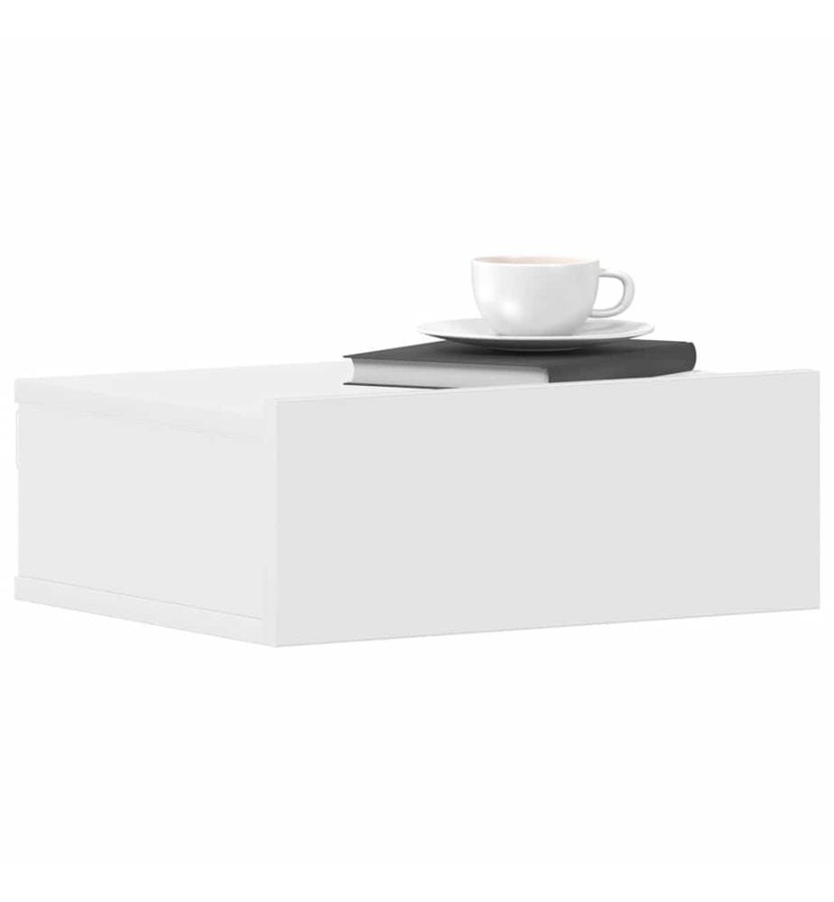 Tables de chevet flottantes 2 pcs Blanc bois d'ingénierie