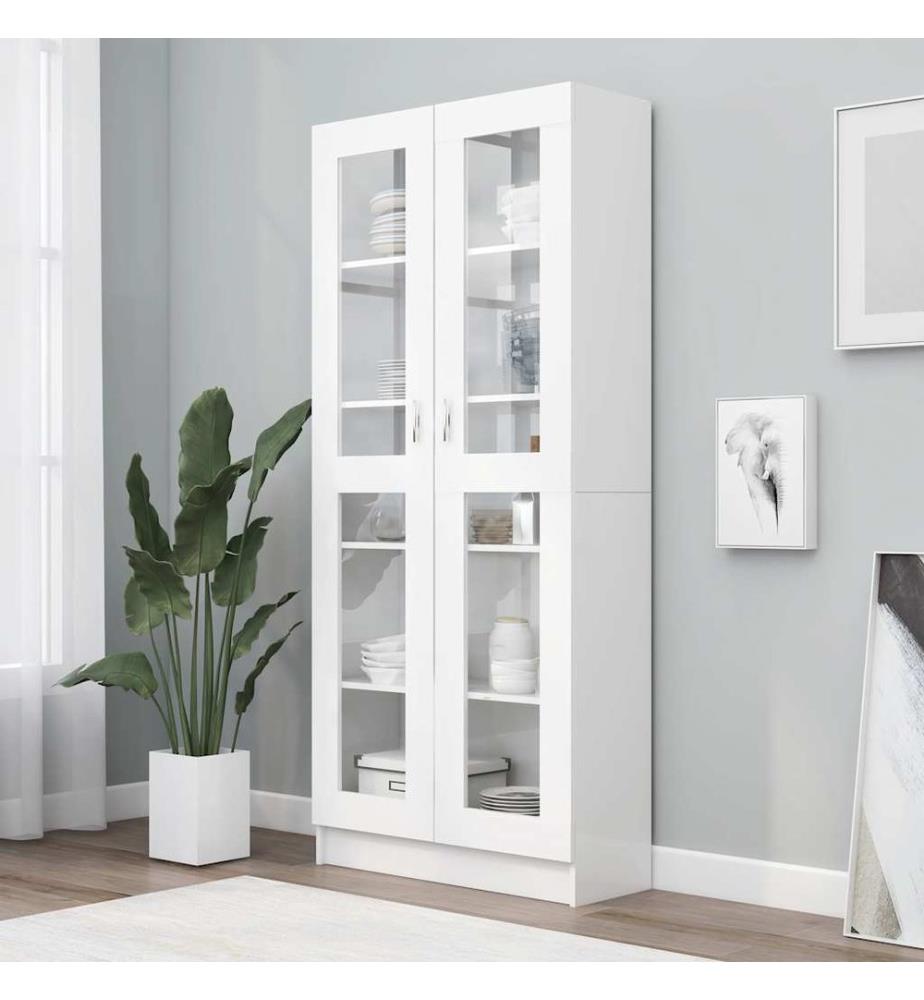 Vitrinenschrank Weiss 82,5x30,5x185 cm Holzwerkstoff