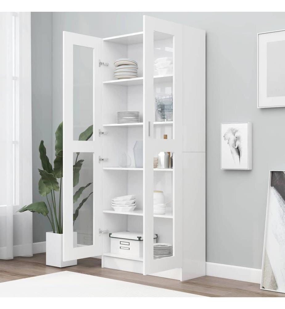 Vitrinenschrank Weiss 82,5x30,5x185 cm Holzwerkstoff