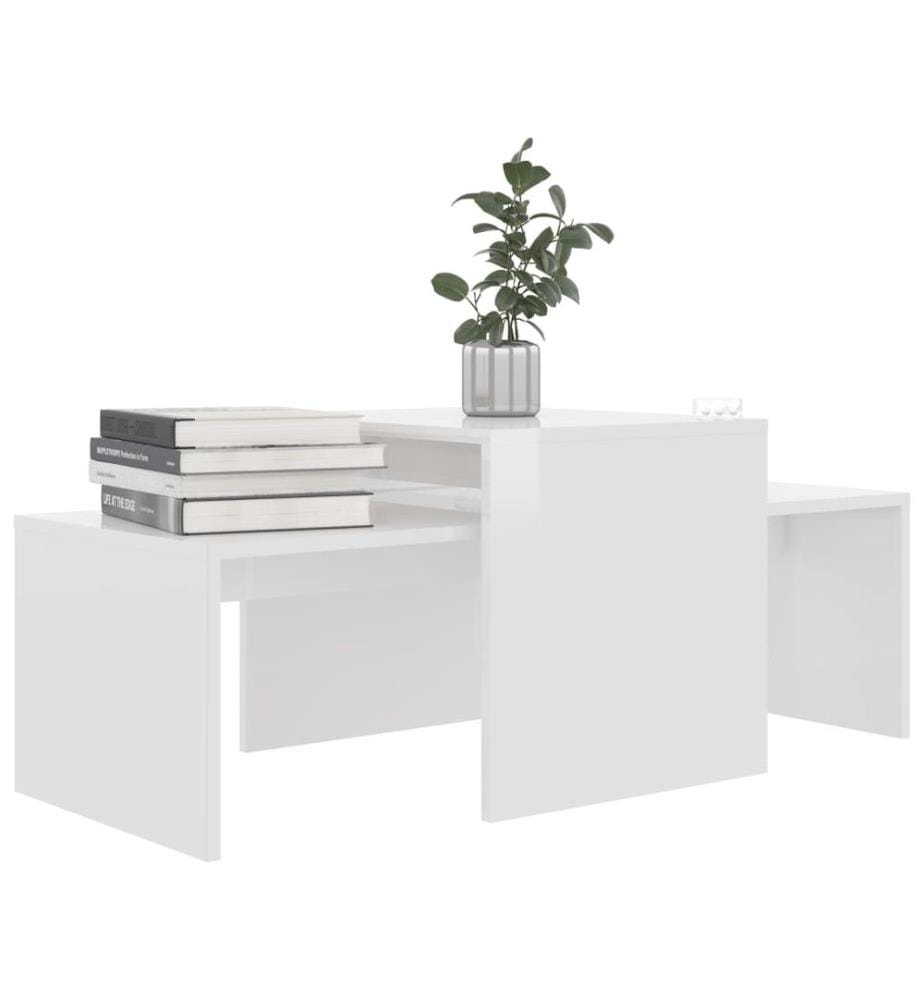 Ensemble de table basse Blanc brillant Bois d'ingénierie