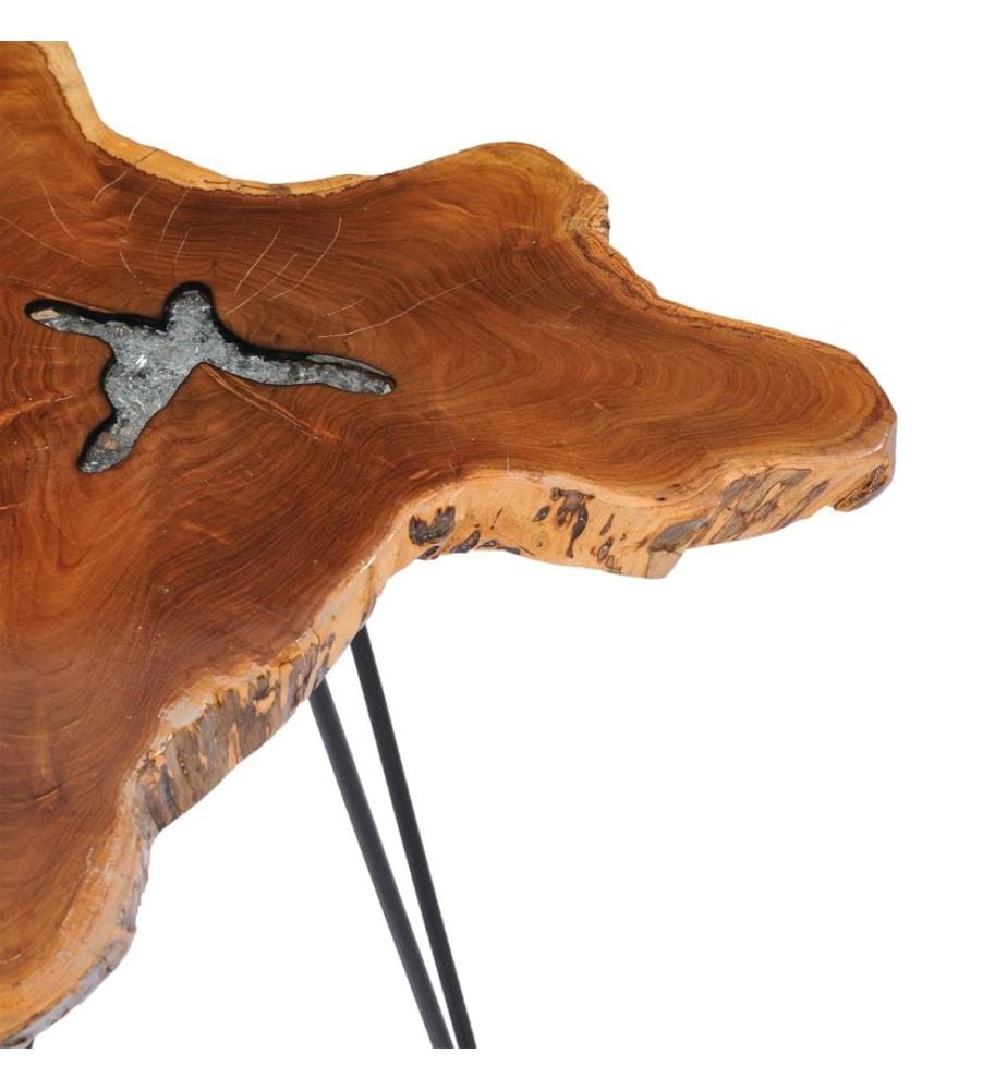 Table basse 70x45 cm Bois de teck massif et polyrésine