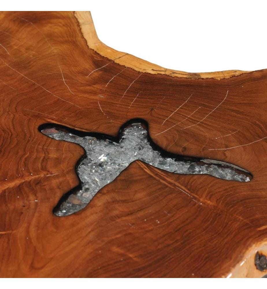 Table basse 70x45 cm Bois de teck massif et polyrésine