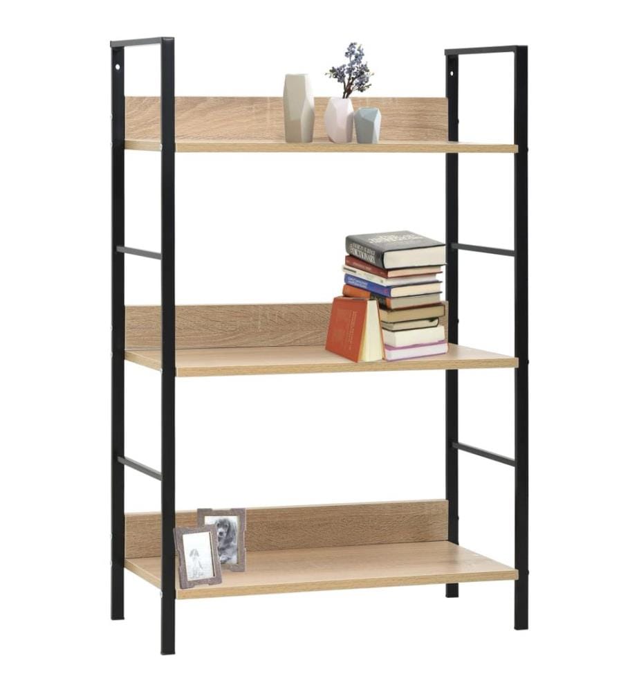 Bücherregal 3 Regalböden Eiche 60×27,6×90,5 cm Holzwerkstoff