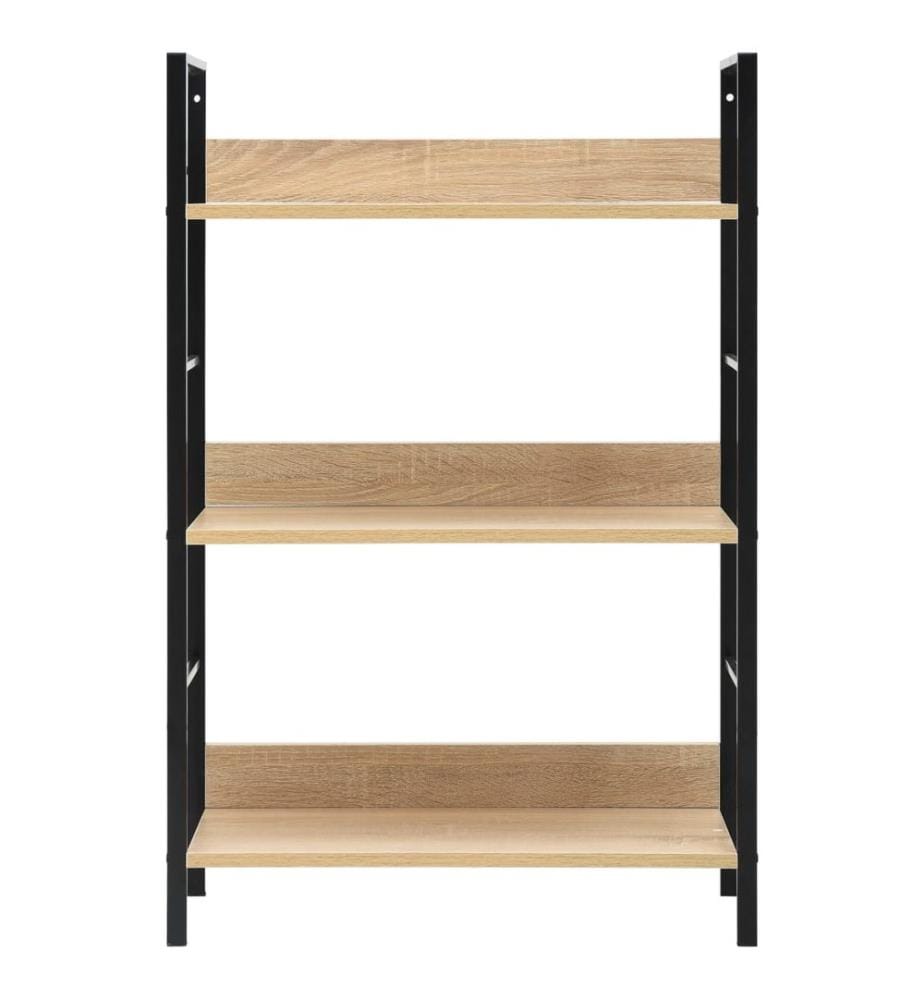 Bücherregal 3 Regalböden Eiche 60×27,6×90,5 cm Holzwerkstoff