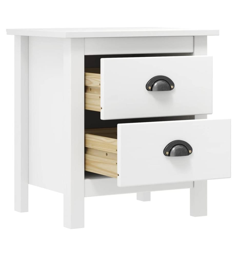 Nachttisch Hill 2 Stk. Weiss 46x35x49,5 cm Massivholz Kiefer