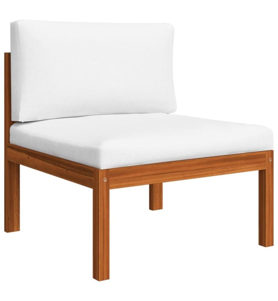 5-tlg. Garten-Lounge-Set mit Kissen Cremefarbenes Holz Akazie & Seil