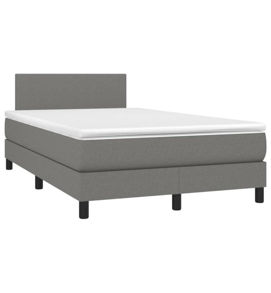 Sommier à lattes de lit avec matelas Gris foncé 120x200cm Tissu
