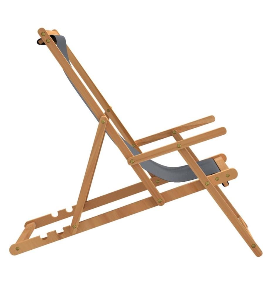 Strandstuhl Klappbar Massivholz Teak Grau
