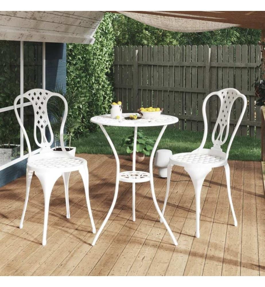 Ensemble de bistro 3 pcs Aluminium coulé Blanc