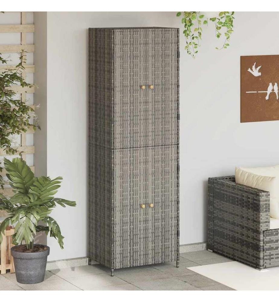 Gartenschrank Grau 59x40x180 cm Poly Rattan