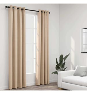 Rideaux occultants aspect lin avec oeillets 2pcs beige 140x245cm