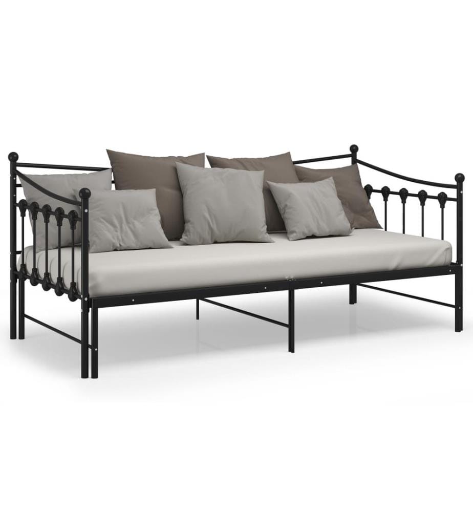 Ausziehsofa Bettgestell Schwarz Metall 90x200 cm