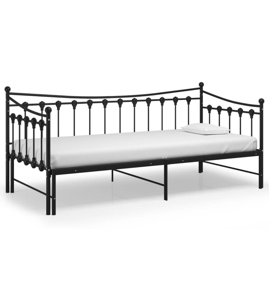 Ausziehsofa Bettgestell Schwarz Metall 90x200 cm