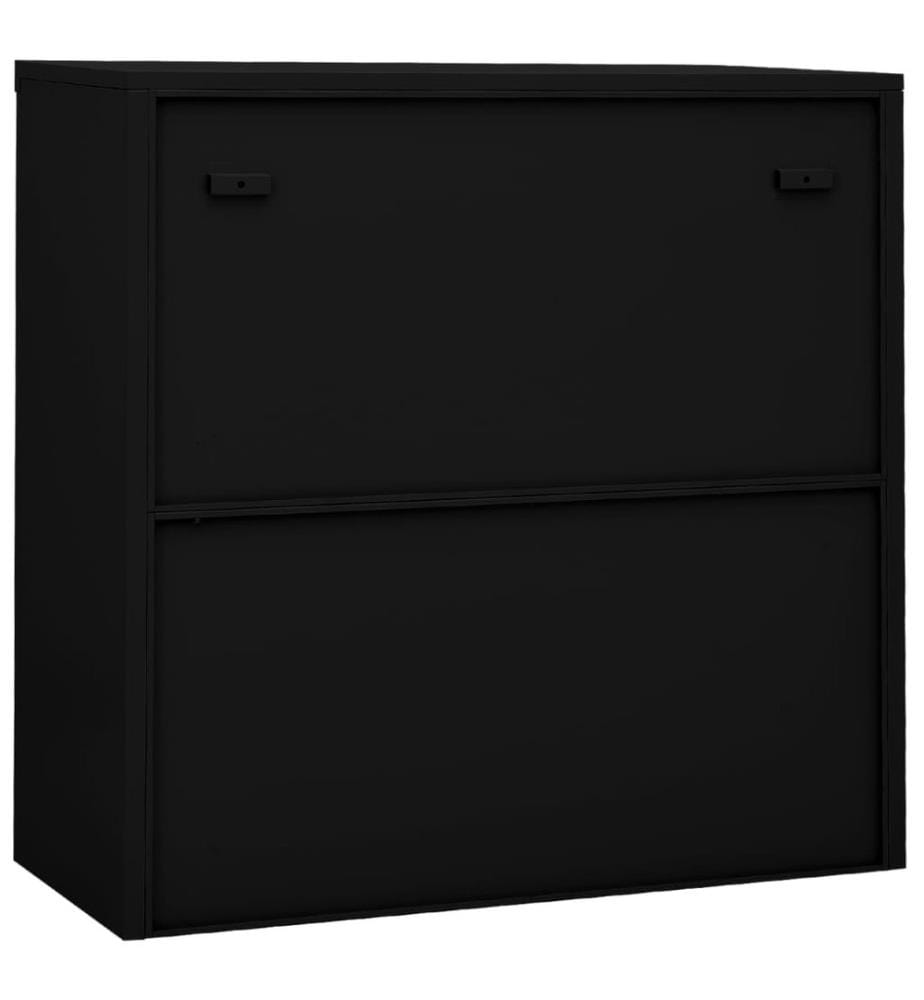 Büroschrank mit Schiebetür Schwarz 90x40x90 cm Stahl