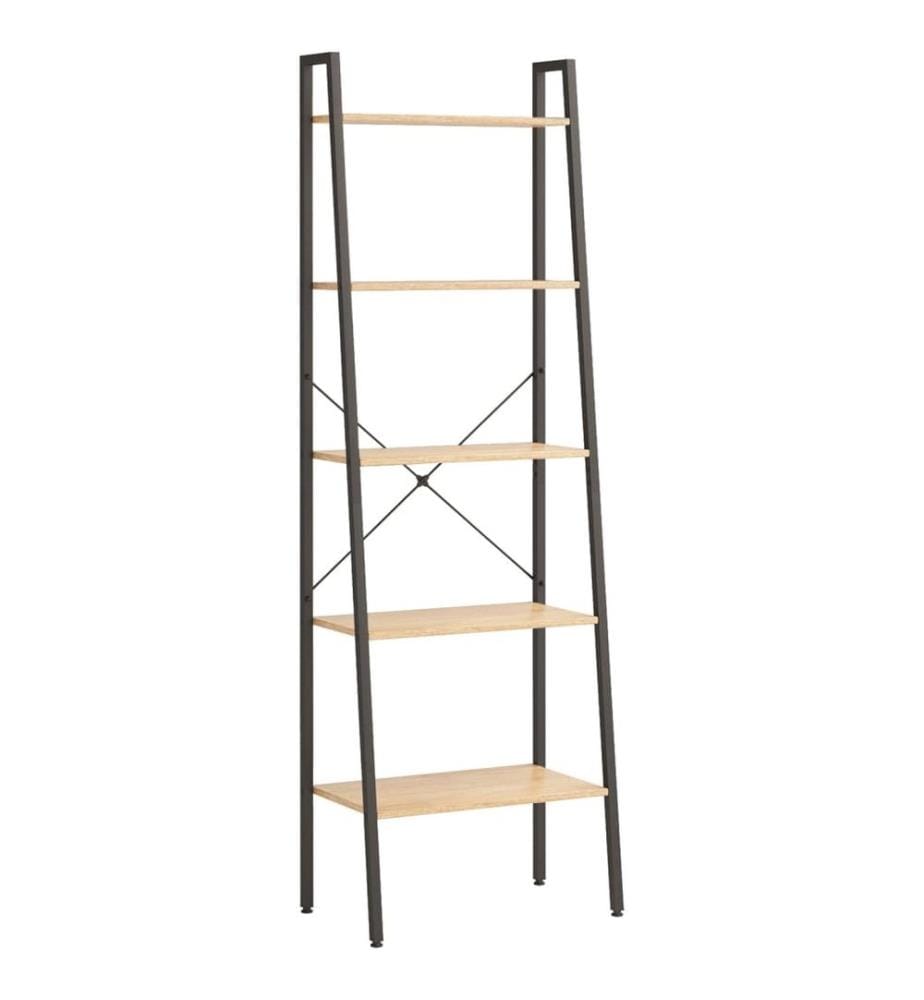 Standregal 5 Böden Hellbraun und Schwarz 56x35x174 cm