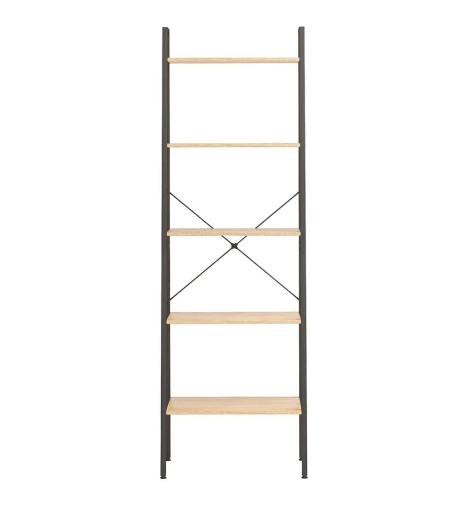 Standregal 5 Böden Hellbraun und Schwarz 56x35x174 cm
