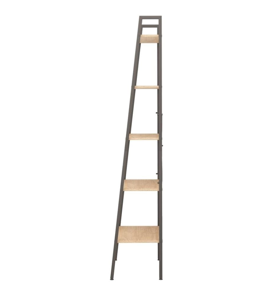 Standregal 5 Böden Hellbraun und Schwarz 56x35x174 cm