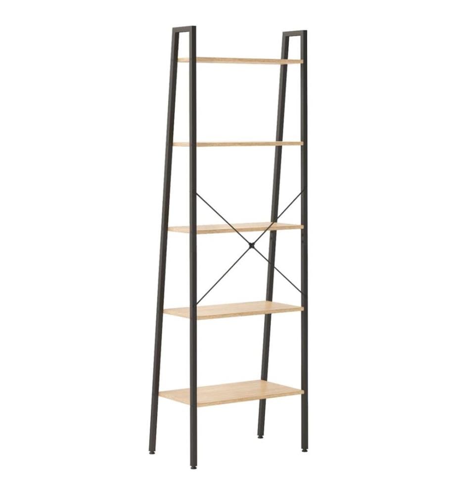 Standregal 5 Böden Hellbraun und Schwarz 56x35x174 cm