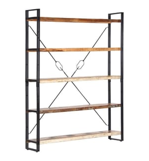 Bibliothèque 5 niveaux 140x30x180cm Bois solide de récupération