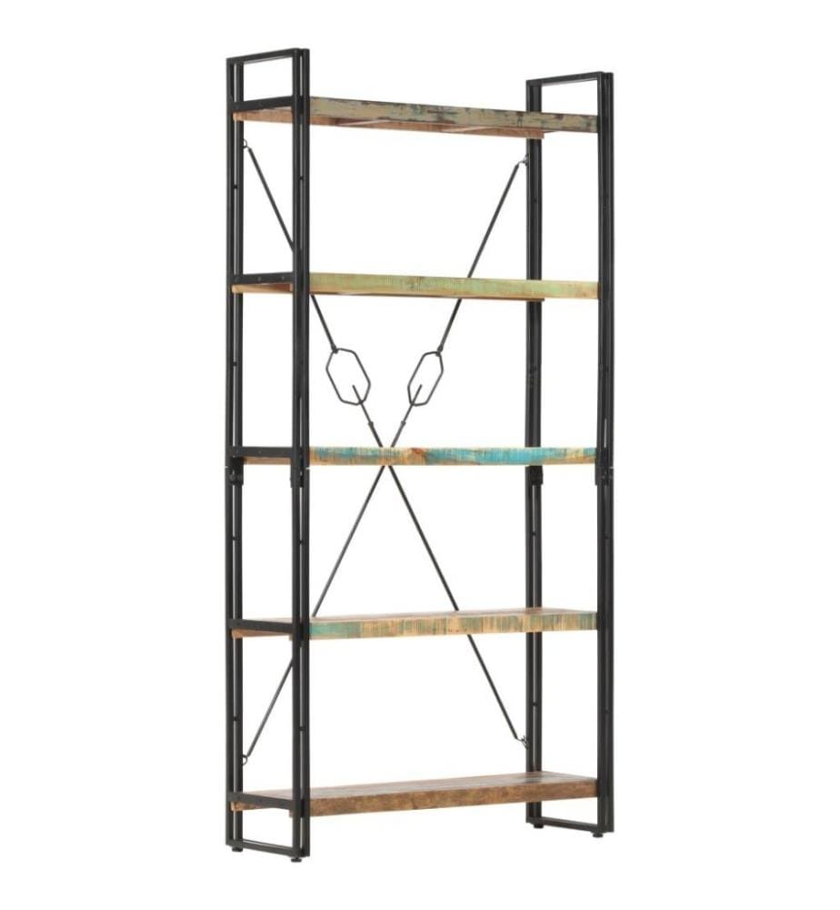 Bibliothèque 5 niveaux 90x30x180 cm Bois solide de récupération