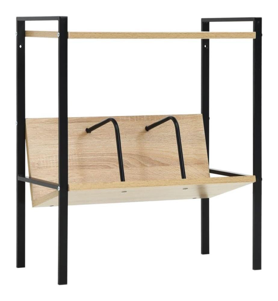 Bücherregal 2 Regalböden Schwarz Eiche 52x28x59cm Holzwerkstoff