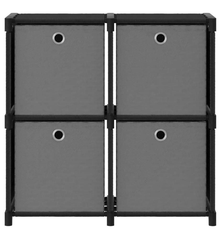 Étagère à 4 cubes avec boîtes Noir 69x30x72,5 cm Tissu