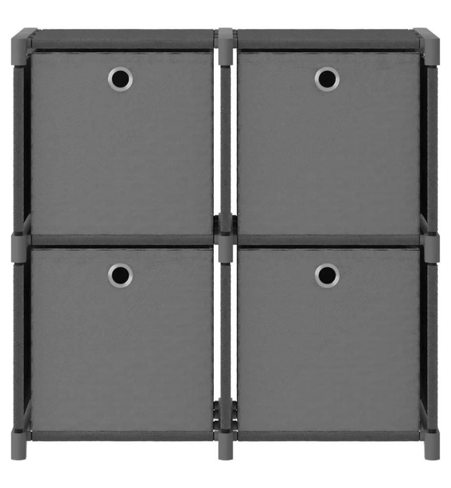 Étagère à 4 cubes avec boîtes Gris 69x30x72,5 cm Tissu