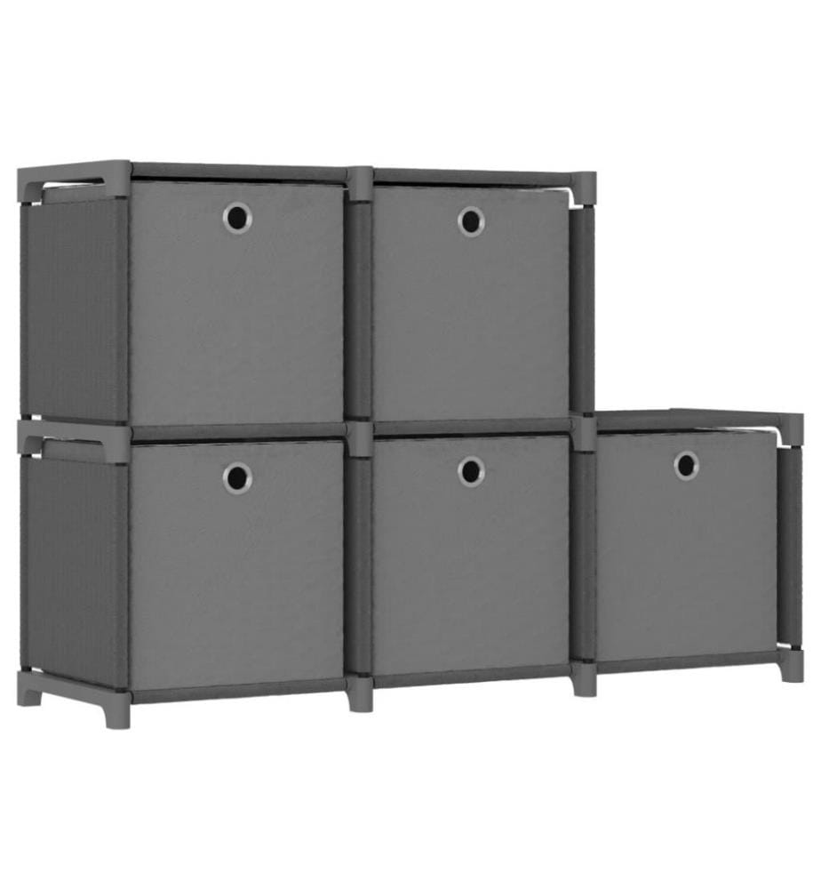 Würfel-Regal mit Boxen 5 Fächer Grau 103x30x72,5 cm Stoff