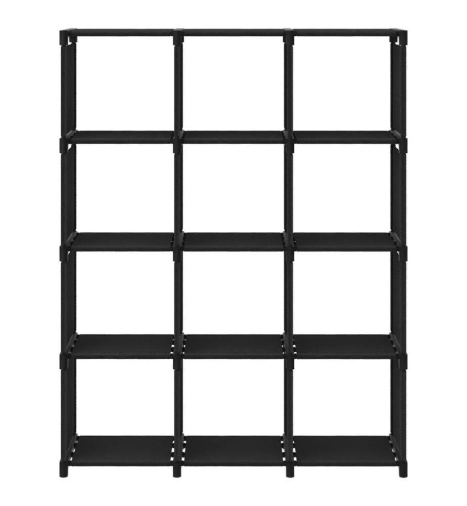 Étagère d'affichage 12 cubes Noir 103x30x141 cm Tissu