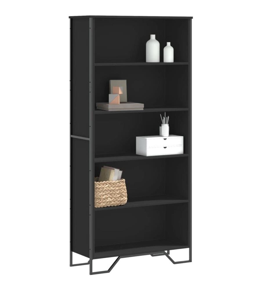 Bibliothèque noir 80x31x169 cm bois d'ingénierie