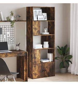 Bibliothèque chêne fumé 70x36x189 cm bois d'ingénierie