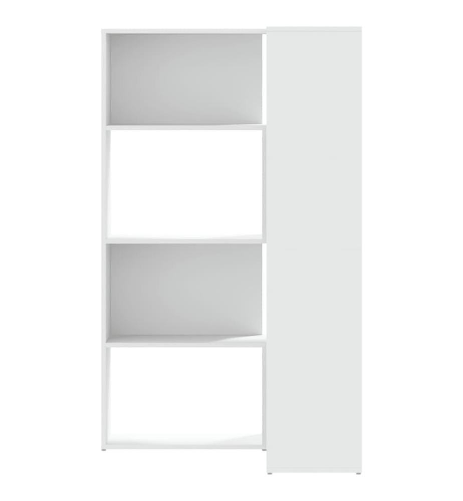 Bibliothèque d'angle à 4 niveaux blanc bois d'ingénierie
