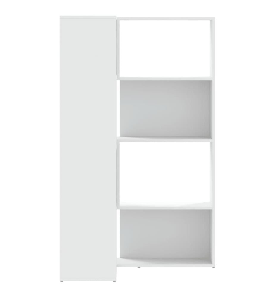 Bibliothèque d'angle à 4 niveaux blanc bois d'ingénierie