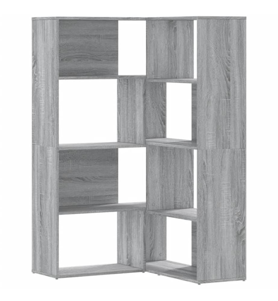 Bibliothèque d'angle à 4 niveaux sonoma gris bois d'ingénierie