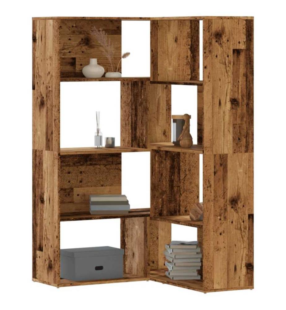 Bibliothèque d'angle à 4 niveaux vieux bois bois d'ingénierie