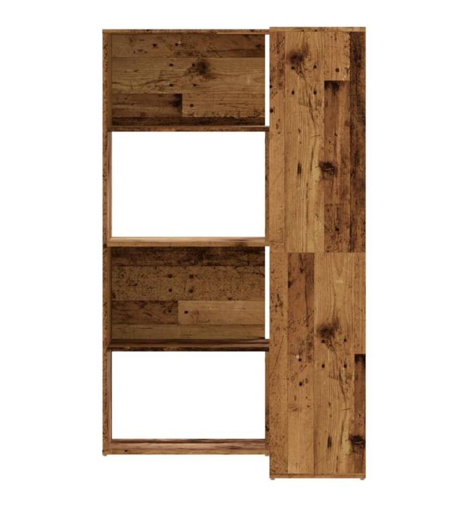 Bibliothèque d'angle à 4 niveaux vieux bois bois d'ingénierie