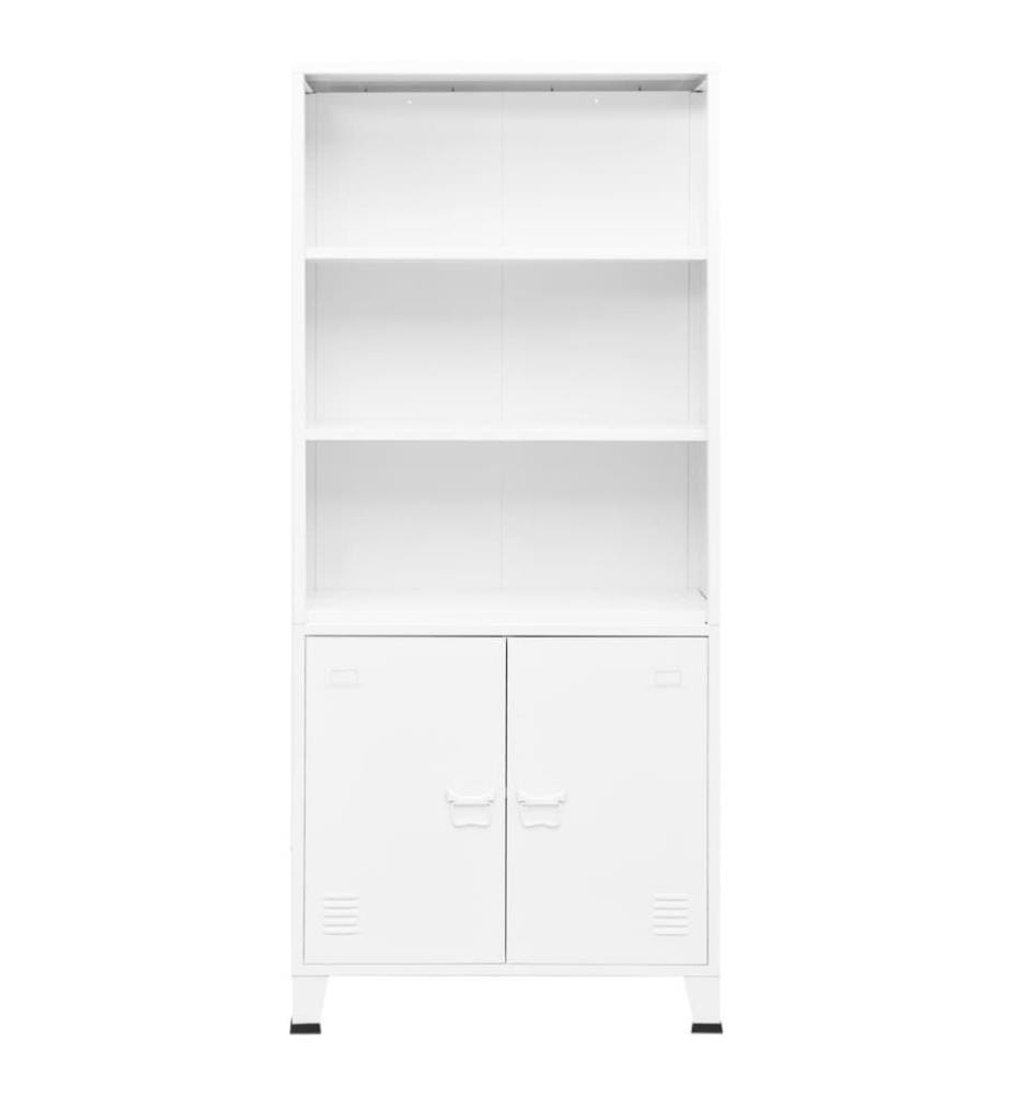 Bibliothèque industrielle Blanc 80x32x180 cm Acier