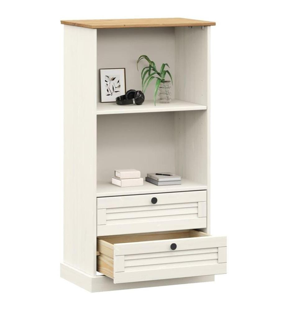 Bibliothèque VIGO blanc 60x35x114,5 cm bois massif de pin