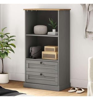 Bibliothèque VIGO gris 60x35x114,5 cm bois massif de pin