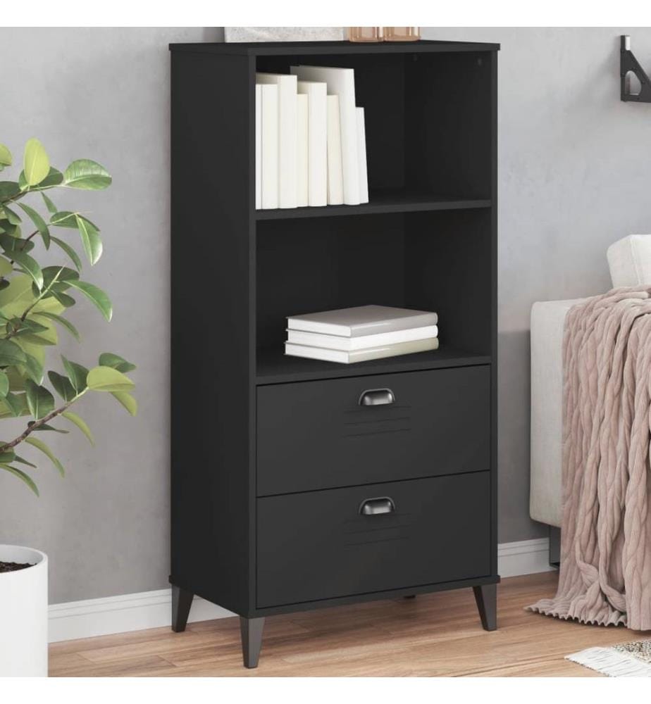 Bücherschrank VIKEN Schwarz 60x35x123 cm Massivholz Kiefer