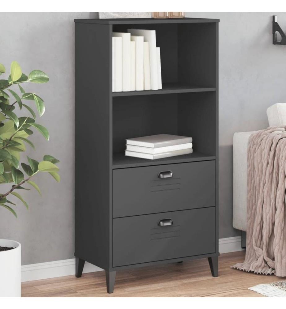 Bücherschrank VIKEN Anthrazit 60x35x123 cm Massivholz Kiefer