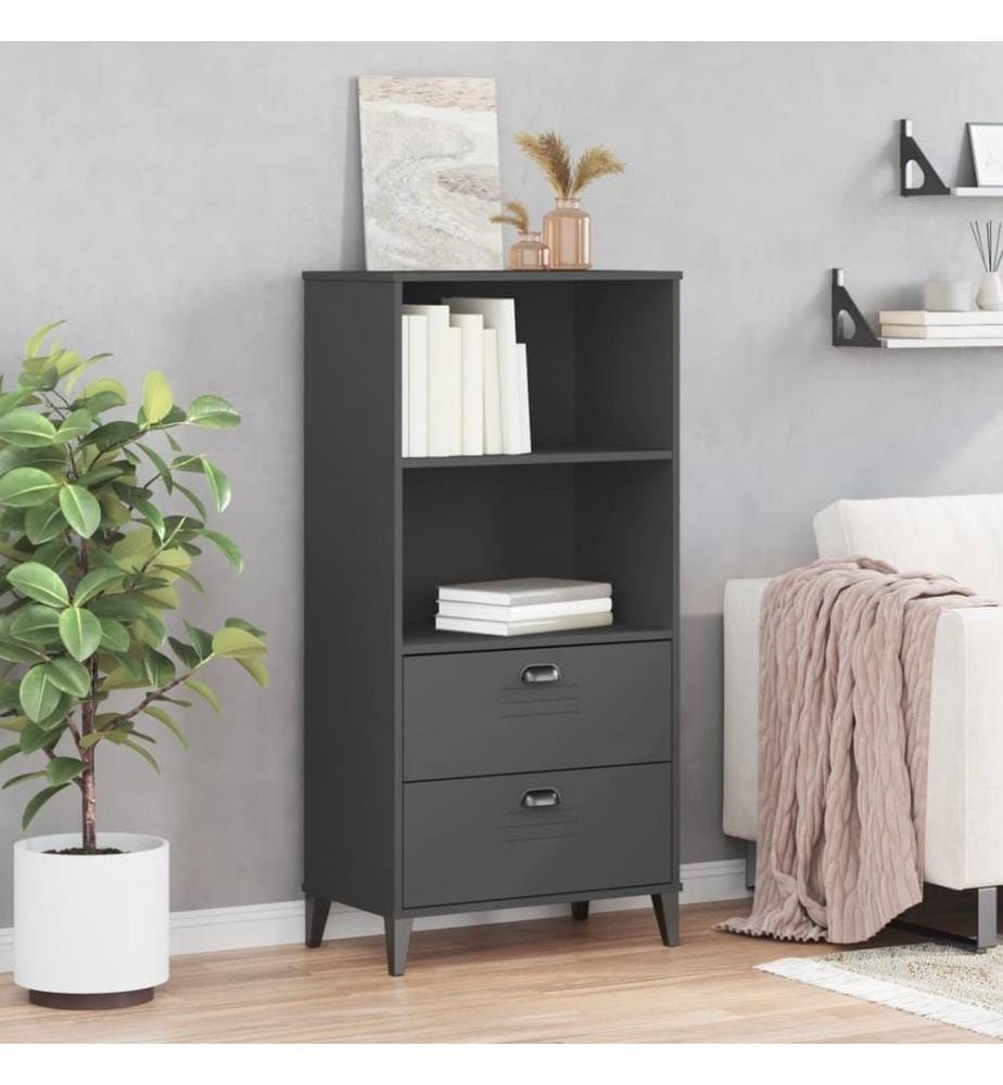 Bücherschrank VIKEN Anthrazit 60x35x123 cm Massivholz Kiefer