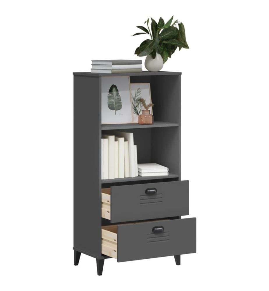 Bücherschrank VIKEN Anthrazit 60x35x123 cm Massivholz Kiefer