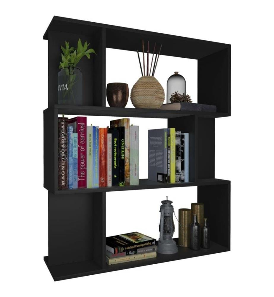 Bibliothèque/Cloison Noir 80x24x96 cm cm Bois d'ingénierie