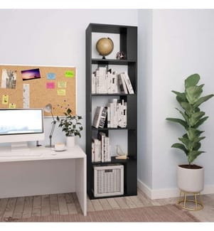 Bücherregal/Raumteiler Schwarz 45x24x159 cm Holzwerkstoff