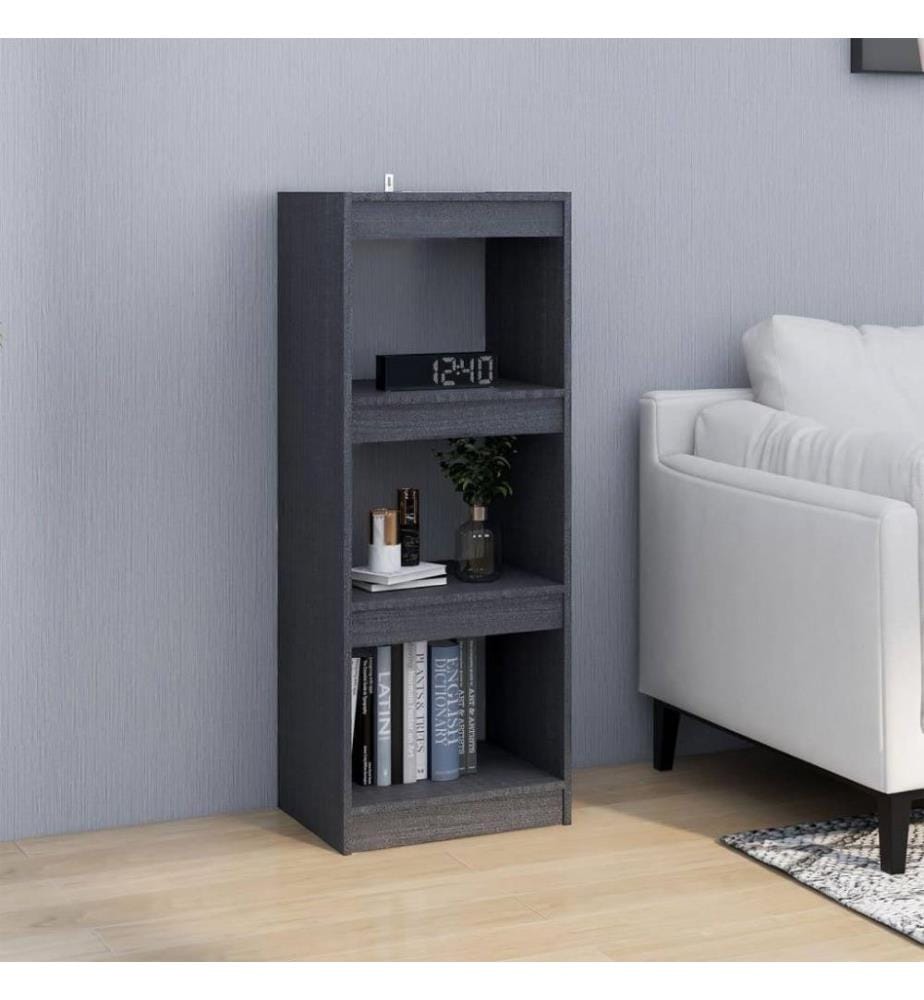 Bibliothèque/Séparateur de pièce Gris 40x30x103,5 cm Pin massif