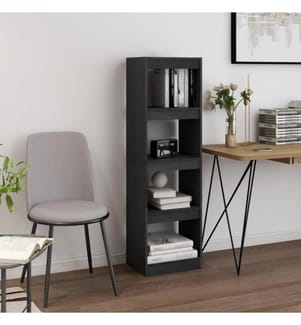 Bücherregal Raumteiler Grau 40x30x135,5 cm Massivholz Kiefer